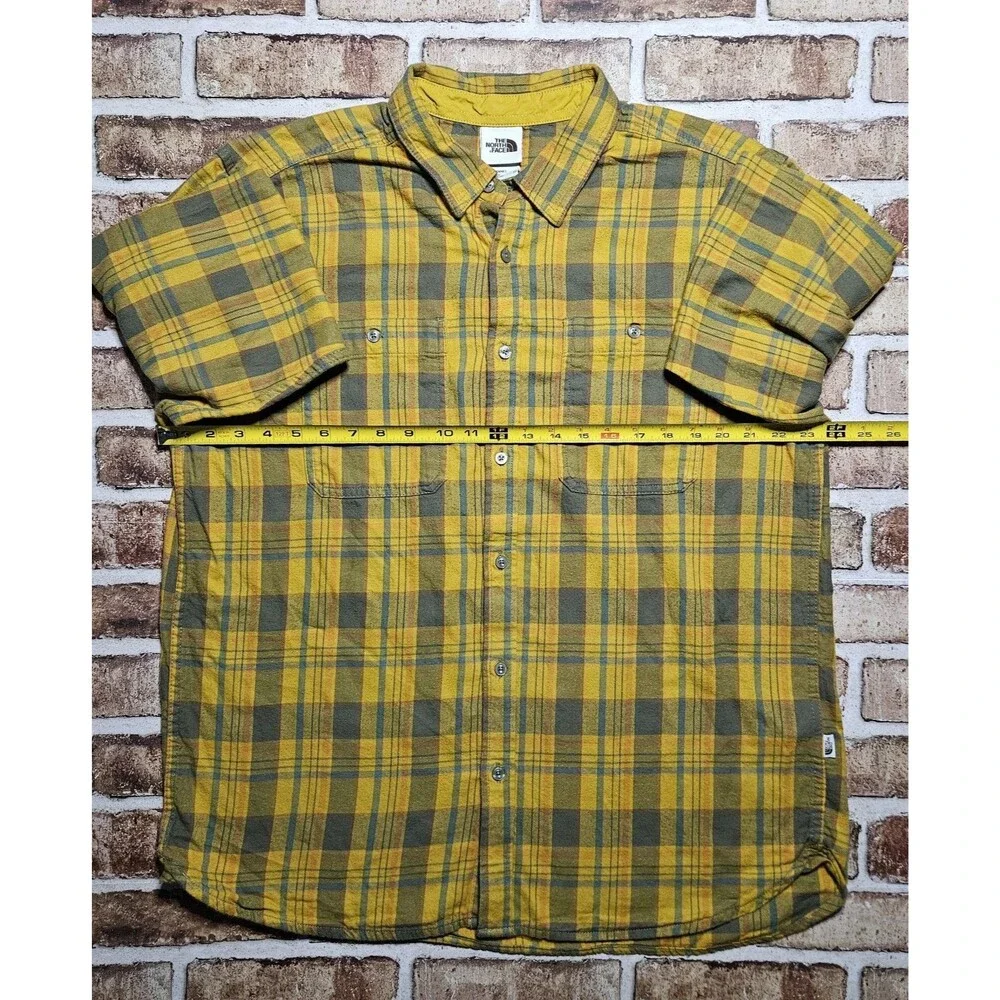 The North Face Men’s XL Yellow Plaid Long Sleeve Button Up 100% Cotton Shirt